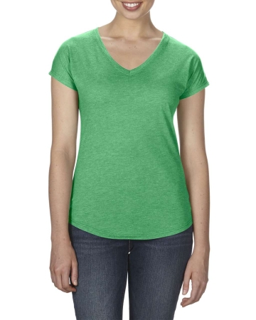 Γυναικείο T-Shirt με λαιμόκοψη V, Πράσινη Μελανζέ, ANL6750V*hgn
