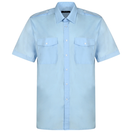 Ανδρικό πουκάμισο με κοντό μανίκι και επωμίδες, PR212*μπλε