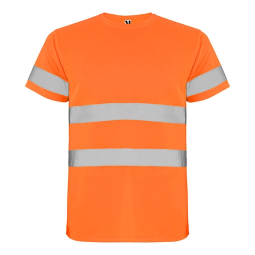 Tricou cu benzi reflectorizante DELTA, neon portocaliu