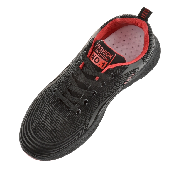 Πάνινα παπούτσια εργασίας μαύρο / κόκκινο