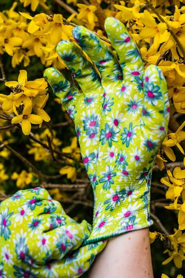Γάντια κήπου με επίστρωση νιτριλίου, σχέδιο λουλουδιών