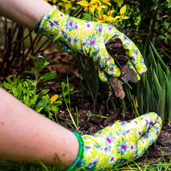 Γάντια κήπου με επίστρωση νιτριλίου, σχέδιο λουλουδιών