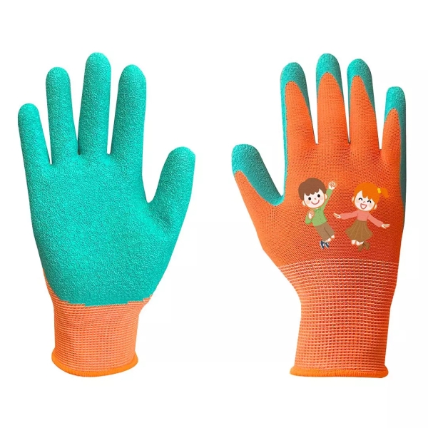 Детски работни ръкавици, полиестер с латексово покритие (кринкли), NEO, 97-644 