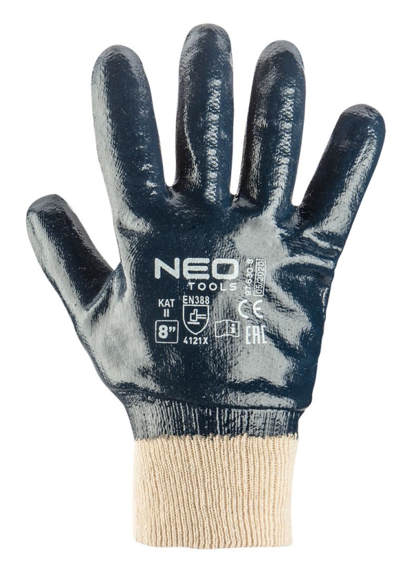 Работни памучни ръкавици, изцяло покрити с нитрил 10", 97-630-10
