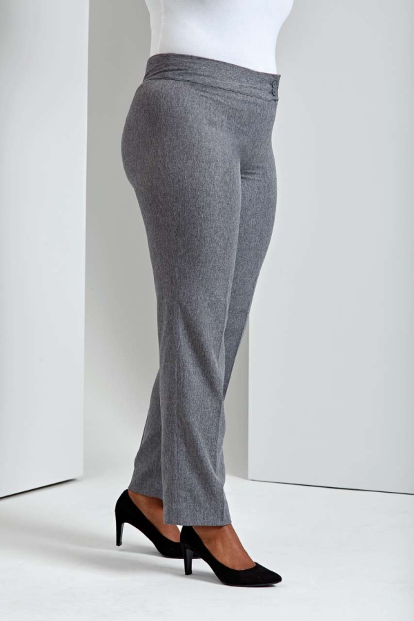 Pantaloni IRIS pentru femei, cu picior drept, gri Melange, PR536
