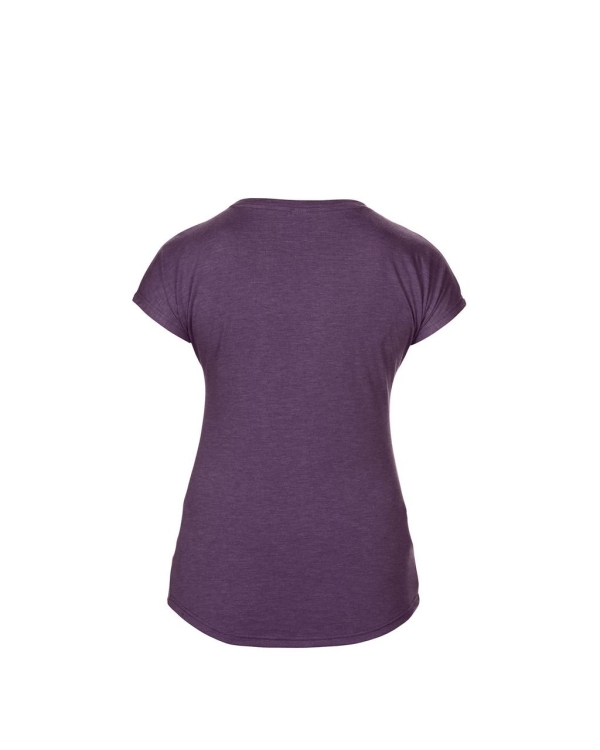 Γυναικείο μπλουζάκι με V λαιμόκοψη, Melange μελιτζάνα ANL6750V*hau