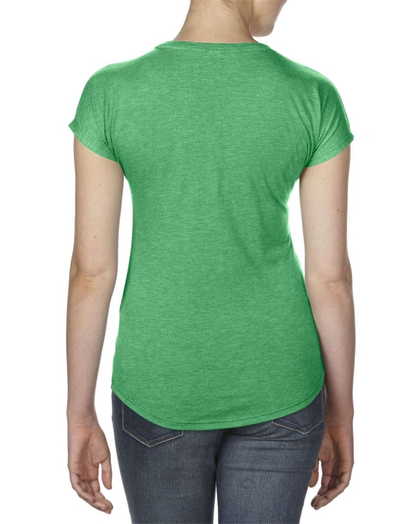Tricou de damă cu decolteu în V, verde Melange, ANL6750V*hgn