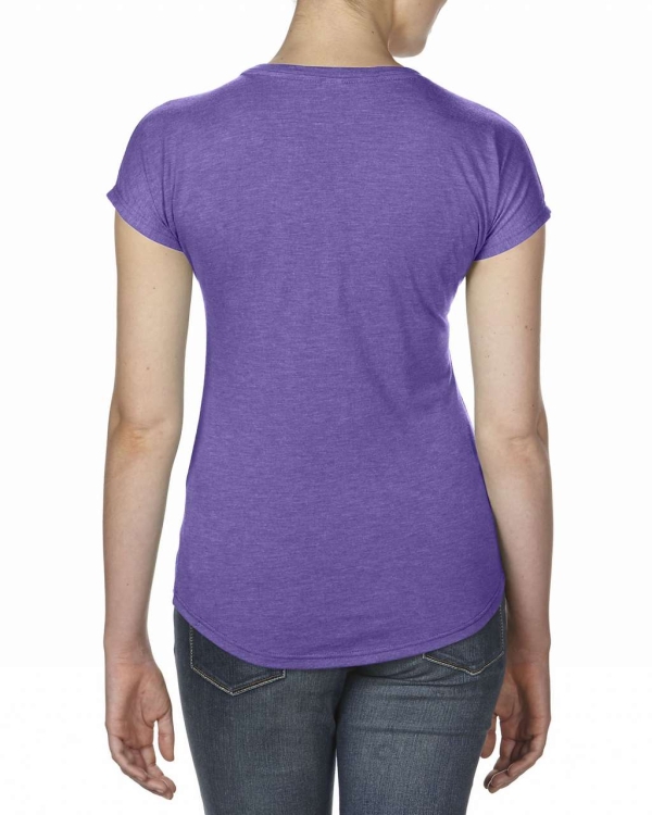 Γυναικείο T-Shirt με λαιμόκοψη σε μωβ μελανζέ, ANL6750V*hpu