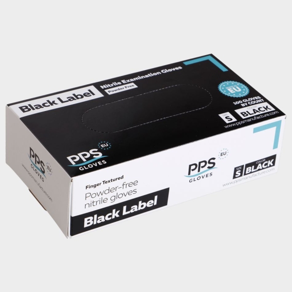 Γάντια νιτριλίου μιας χρήσης PPS NITRILE BLACK PF, 04300144