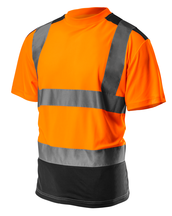 T-shirt, αντανακλαστική, σκούρα ρίγα, πορτοκαλί, 81-731