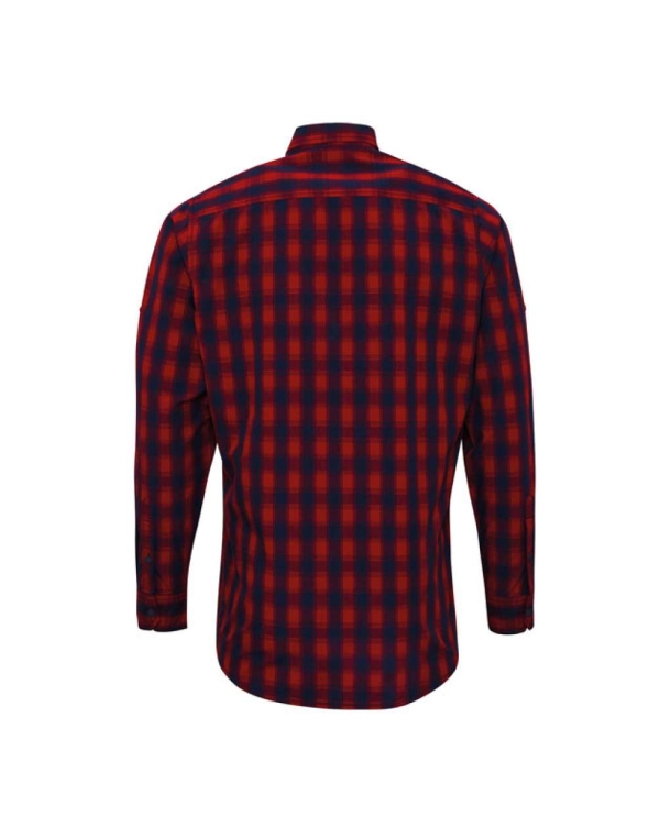 Ανδρικό βαμβακερό καρό πουκάμισο (κόκκινο / σκούρο μπλε) PR2502