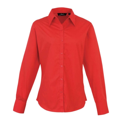 Γυναικείο μακρυμάνικο πουκάμισο PR300, Κόκκινο της φράουλας