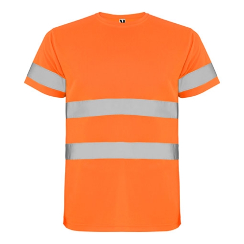 Тениска със светлоотразителни ленти DELTA, оранжев неон