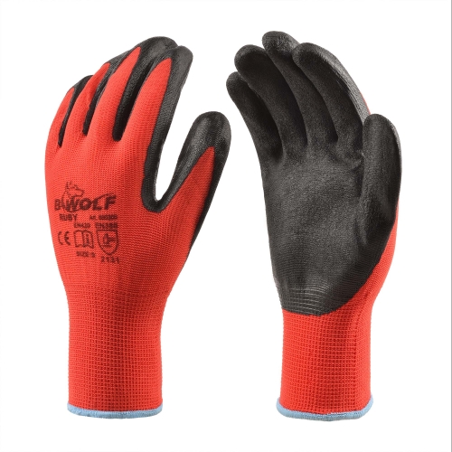 Γάντια εργασίας RUBY | Κόκκινο | Μαύρο