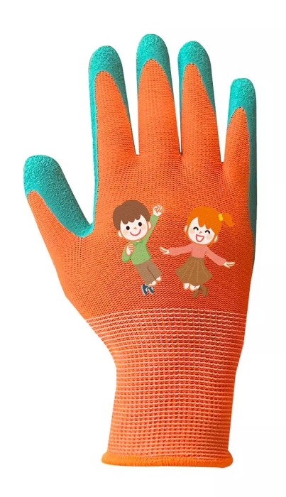 Детски работни ръкавици, полиестер с латексово покритие (кринкли), NEO, 97-644 