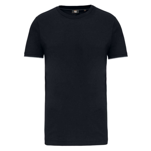 Ανδρικό κοντομάνικο μπλουζάκι, μαύρο με γκρι διακοσμητικό, WK3020