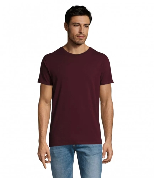 Ανδρικό μπλουζάκι με στρογγυλή λαιμόκοψη, σκούρο κόκκινο,SO02855*οξ